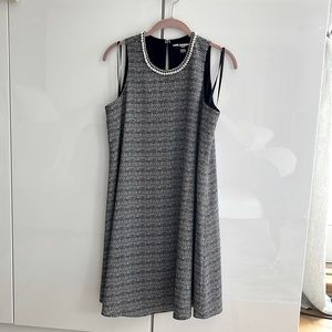Karl Lagerfeld size 6 high neck dress with chain and pearl detailing like new
